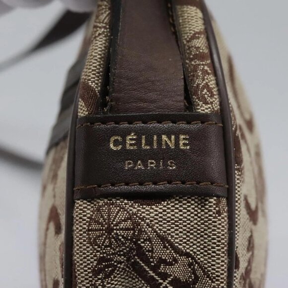 CELINE C Sulky Shoulder Bag Canvas Leather Beige Brown Auth EC715 - Picture 13 of 16
